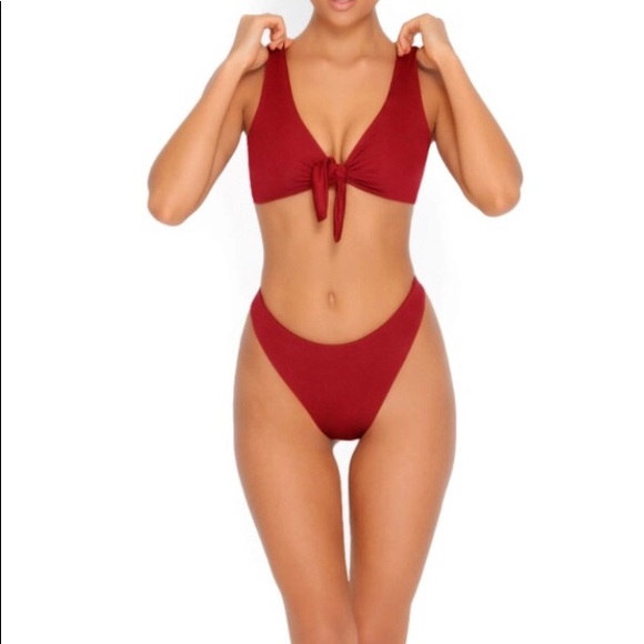 SOLD!!!!!   Deep Red Two Piece Swim - Picture 1 of 3